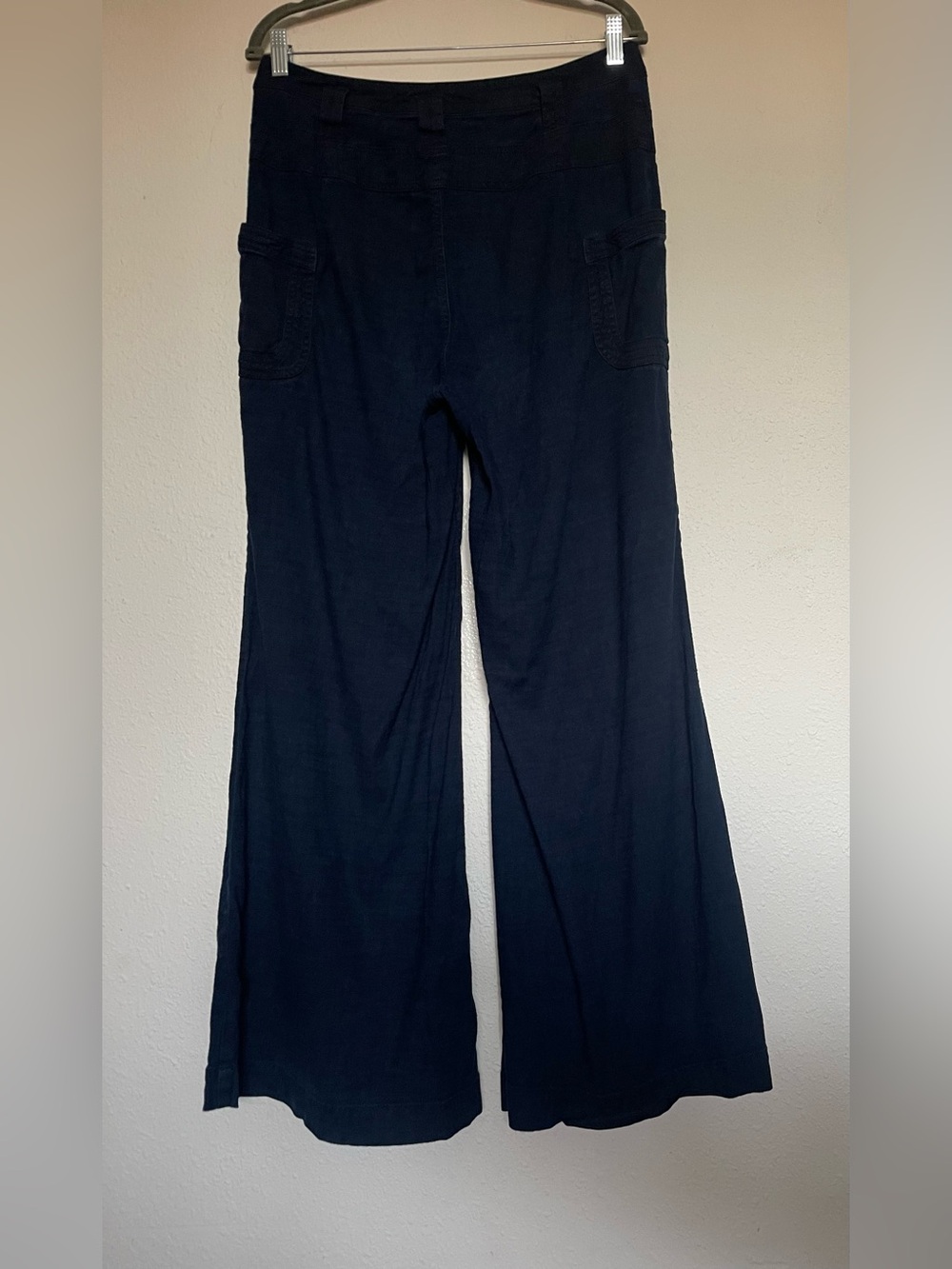 Anthropologie Navy Wide Leg Cargo Pants 30 High Rise Utility Parachute Slouchy